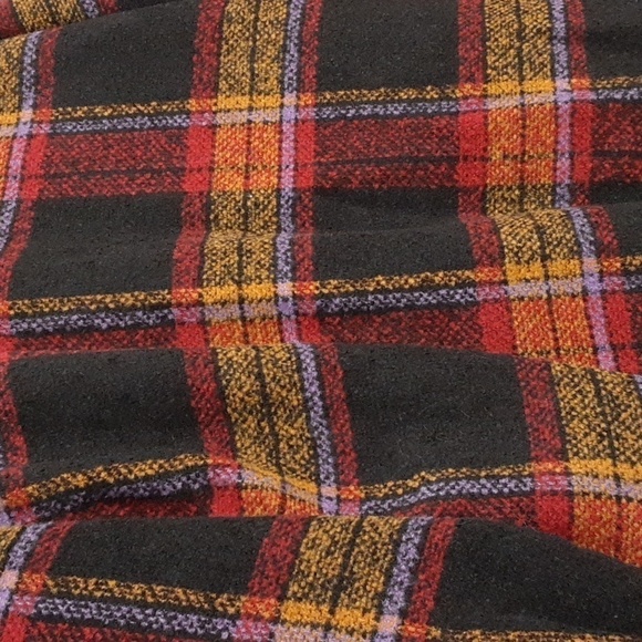 Sanctuary Midi Wool Blend Black Rust Plaid Shirt Jacket Shacket - Picture 7 of 9